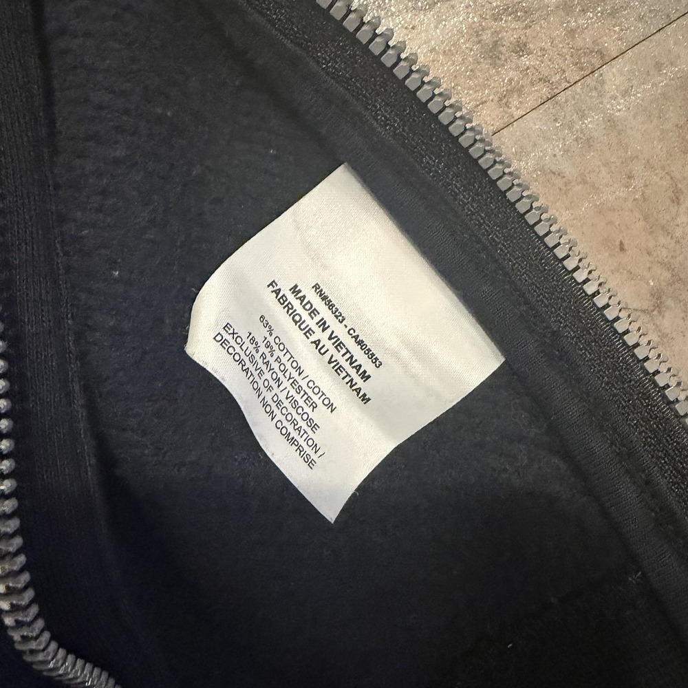 Nike Air Sweatshirt Black Cropped Boxy Oversized Fleece Side Zip Pullover Size S - Picture 4 of 7
